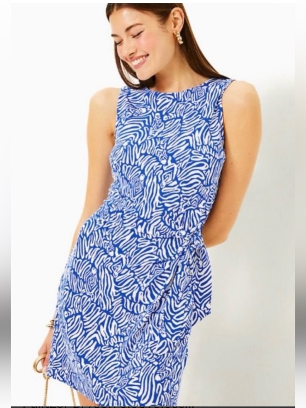 NWT Lilly Pulitzer Bryson Blue and White Abstract Animal Pattern Size XXS